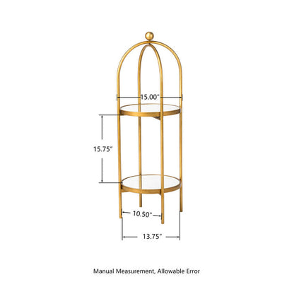 42"H Regency Modern 2-Tier Gold Mirror Organizer Floor Shelf