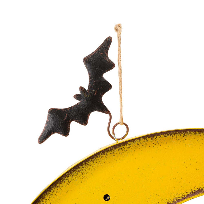 45"H Lighted Halloween Metal Moon and Witch Yard Stake