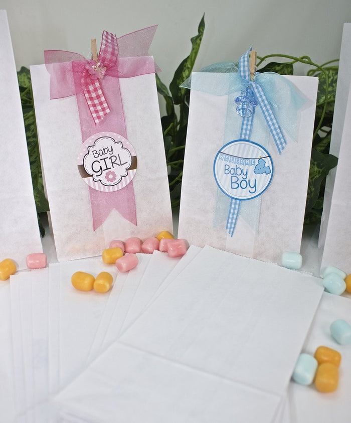50 pcs - White Paper Goody Bags