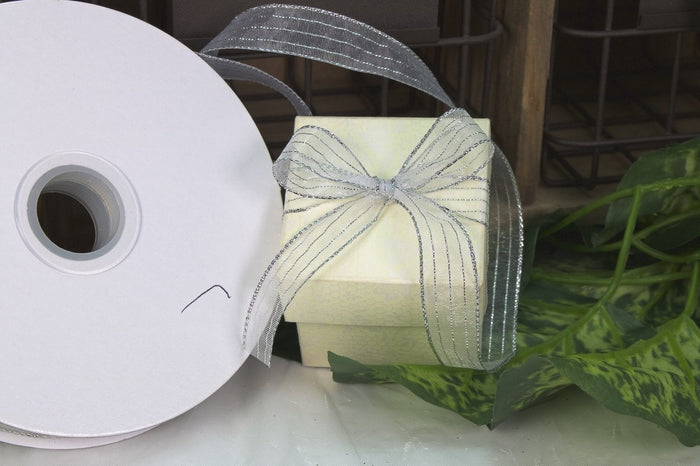 50 yards-Silver Corsage Ribbon (3/8" & 5/8")