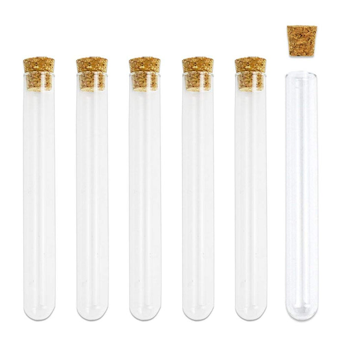6" Clear Plastic Tubes With Cork 20ml, (20 Pcs)