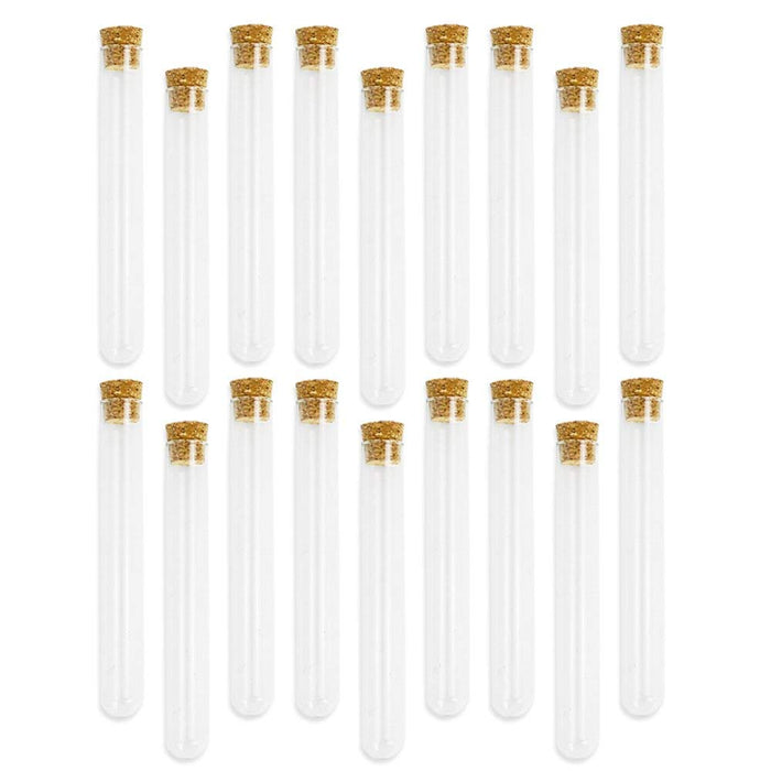 6" Clear Plastic Tubes With Cork 20ml, (20 Pcs)