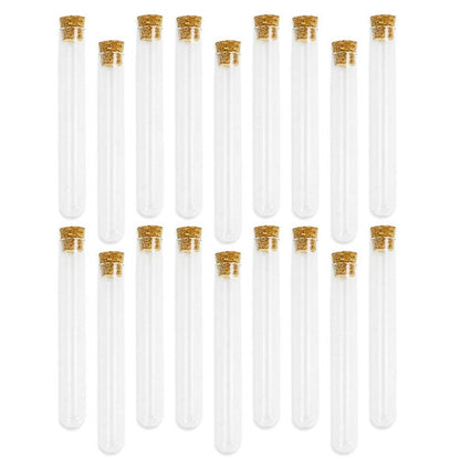 6" Clear Plastic Tubes With Cork 20ml, (20 Pcs)