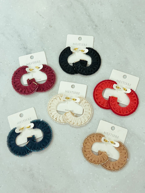 Bella Beaded Raffia Earrings
