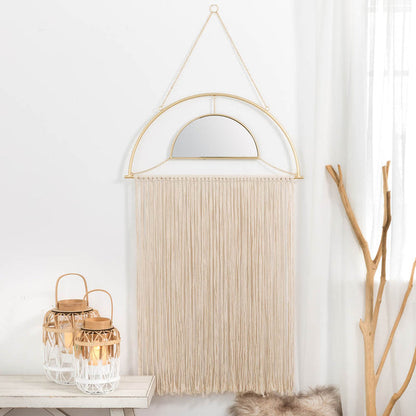 67.75"H Regency Modern/Boho Mirror With Tassels Hanging Decor