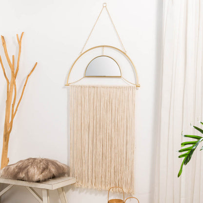 67.75"H Regency Modern/Boho Mirror With Tassels Hanging Decor