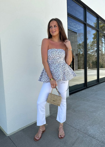 Cropped Denim Flare Jeans