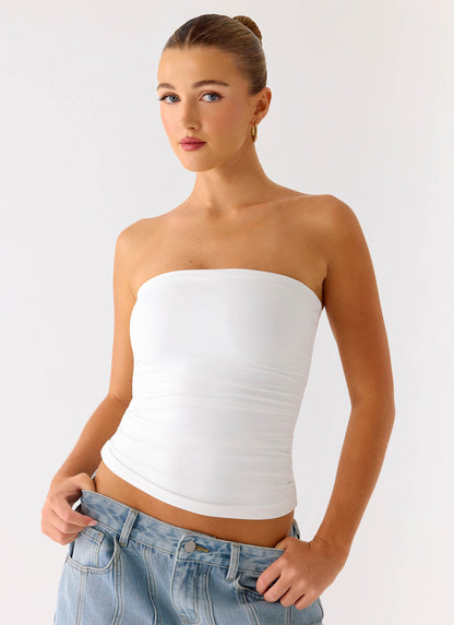 Adrienna Strapless Top - White
