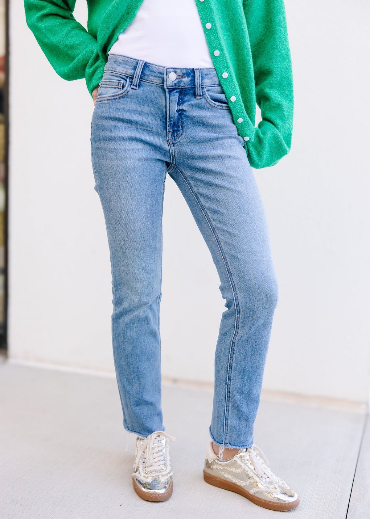 Ava Raw Hem Straight Jeans