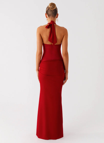 Billen Halter Maxi Dress - Red