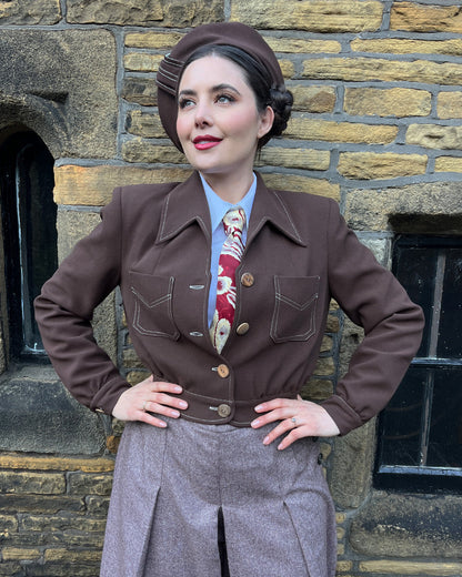 1940s Americana Button Jacket - Brown