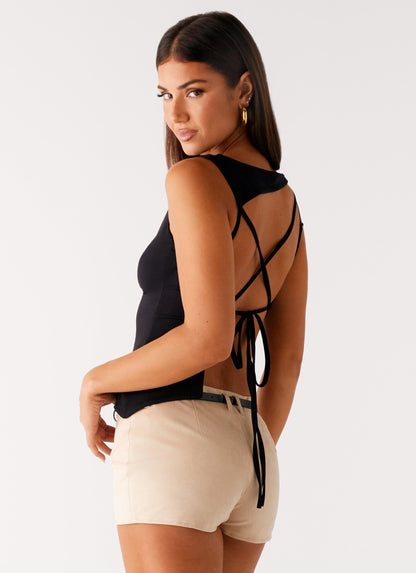 Elevate Tie Back Top - Black