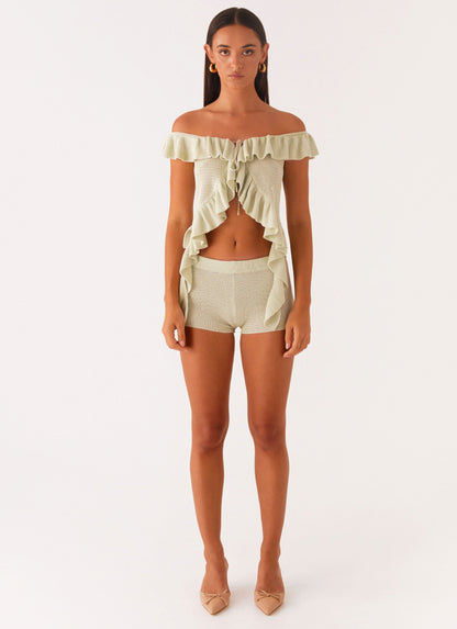 Fantasise Knit Mini Shorts - Mint
