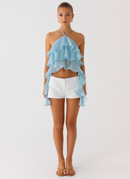 Inna Frill Halter Top - Aqua