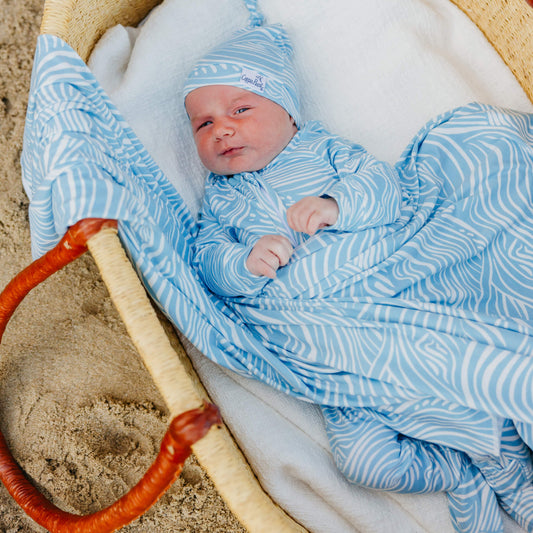 Knit Swaddle Blanket - Surf