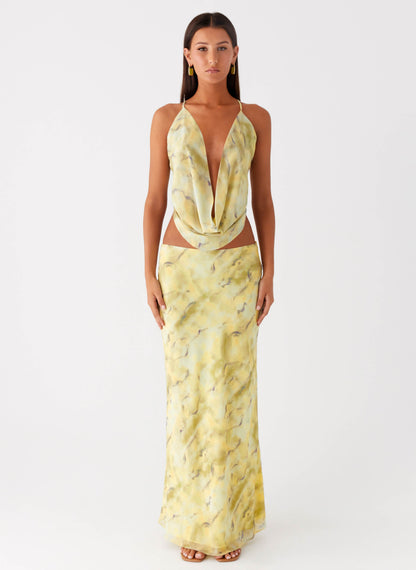 Kylo Low Rise Maxi Skirt - Yellow Tie Dye