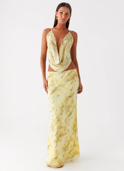 Kylo Low Rise Maxi Skirt - Yellow Tie Dye