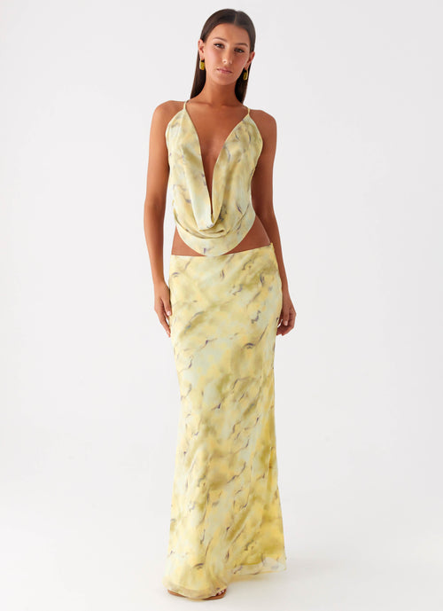Kylo Low Rise Maxi Skirt - Yellow Tie Dye