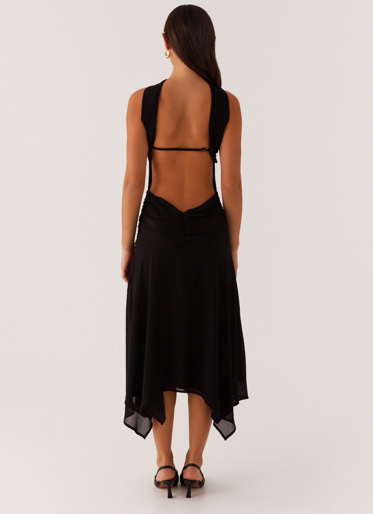 Leto Chiffon Midi Dress - Black