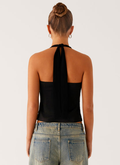 Lets Pretend Halterneck Top - Black