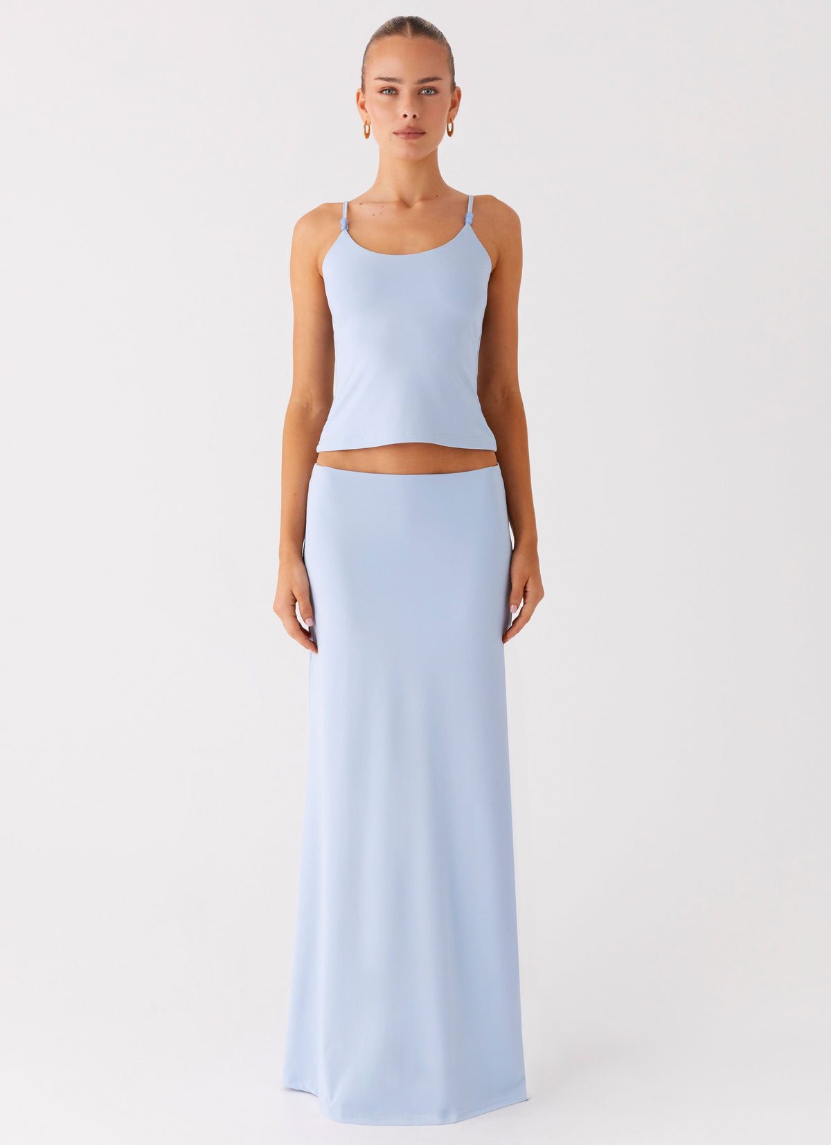 Like A Flower Maxi Skirt - Baby Blue