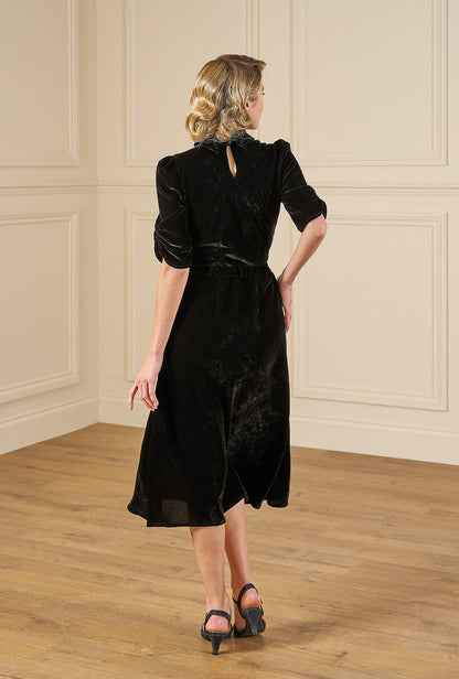1930s Loretta Bias Dress - Liquorice