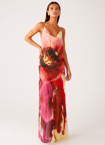 Morning Crush Cowl Maxi Dress - Yellow Bloom