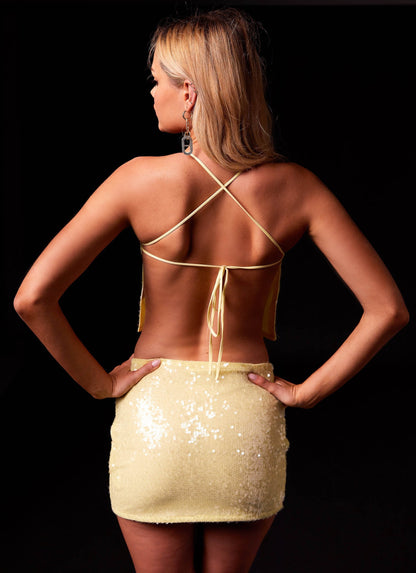 Nostalgic Nights Sequin Top - Lemon Spritz