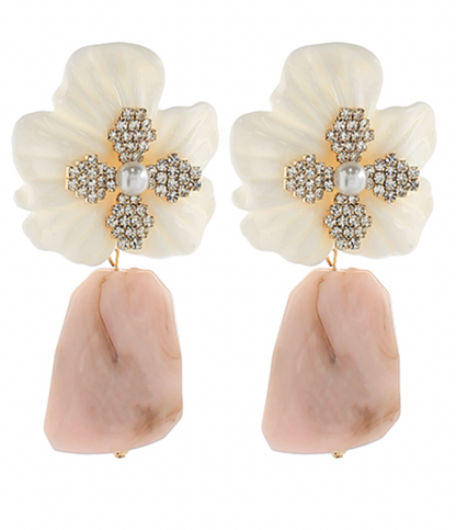 Crystal Flower & Geometric Shape Earrings