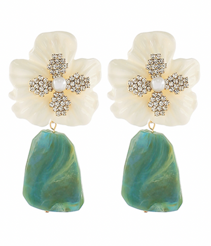 Crystal Flower & Geometric Shape Earrings