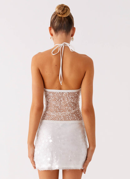 Shelly Halter Top - White
