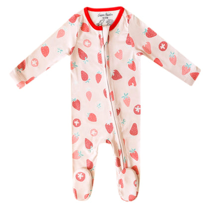 Zip-Up Footie Pajama - Strawberry