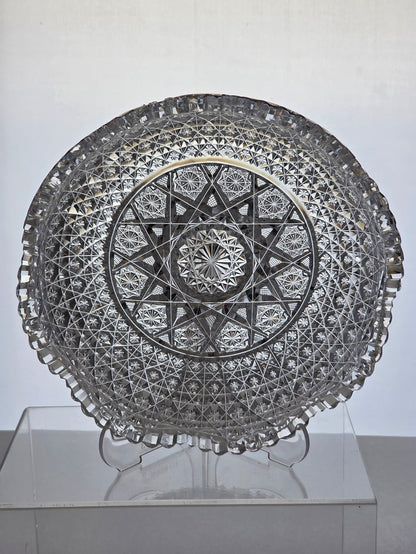 ABP cut glass low flashy bowl American brilliant period 1886 -1915 bob73
