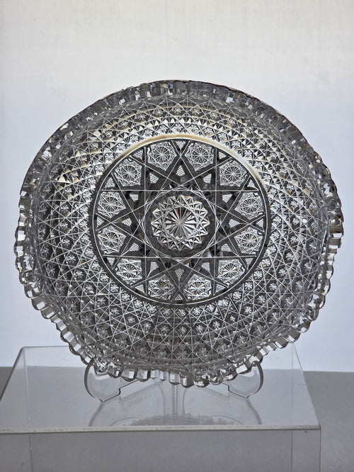 ABP cut glass low flashy bowl American brilliant period 1886 -1915 bob73