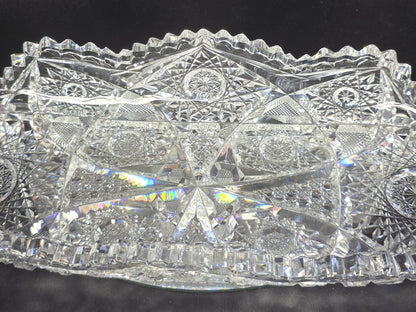 ABP cut glass oval Celery Dish American brilliant period pa12