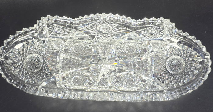 ABP cut glass oval Celery Dish American brilliant period pa12