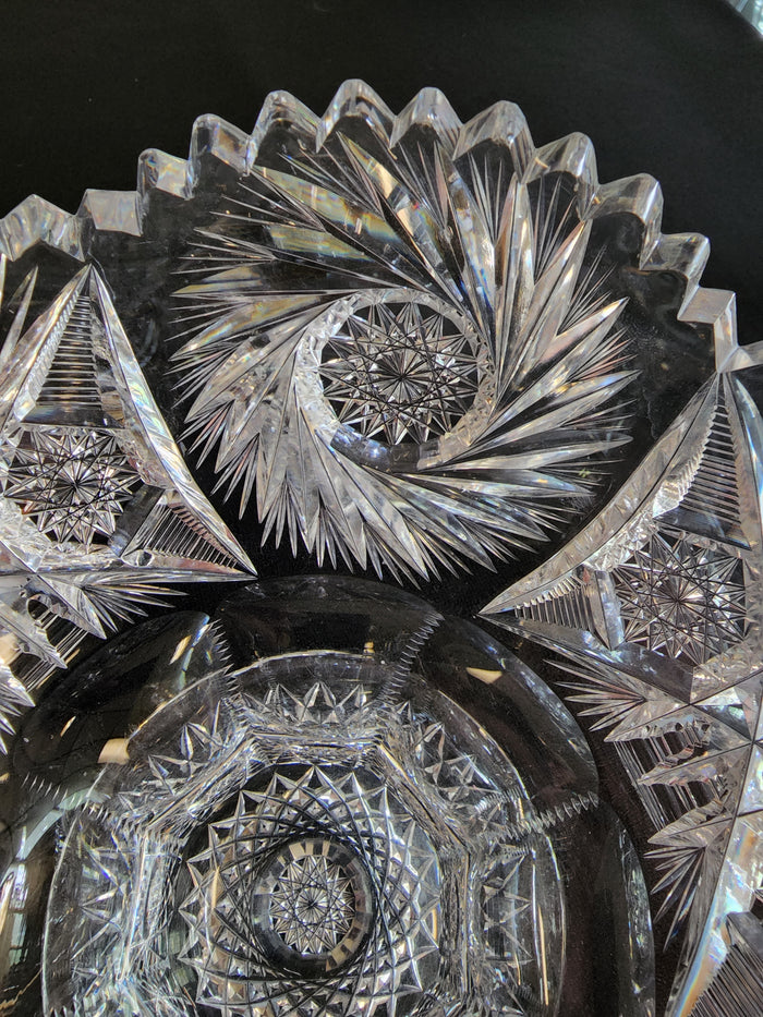 ABP footed bowl hand cut glass