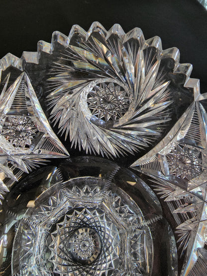 ABP footed bowl hand cut glass