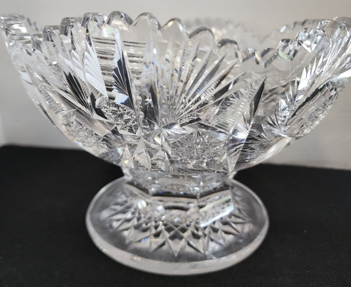 ABP footed bowl hand cut glass