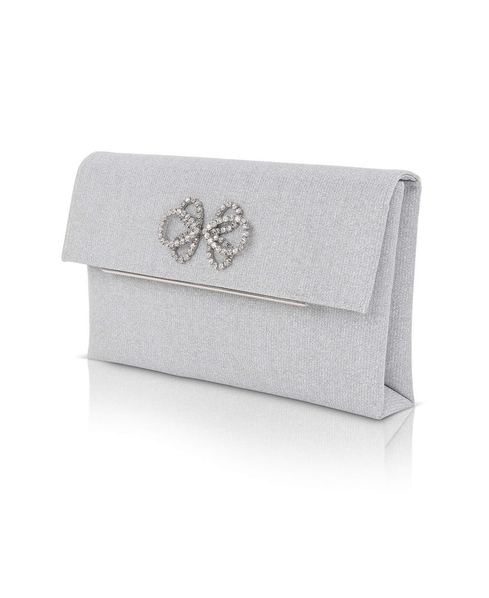 Silver | Alicia Sparkle Jacquard Envelope Clutch Side