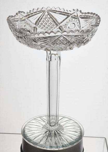 American Brilliant Period Cut Glass compote,  Antique c241