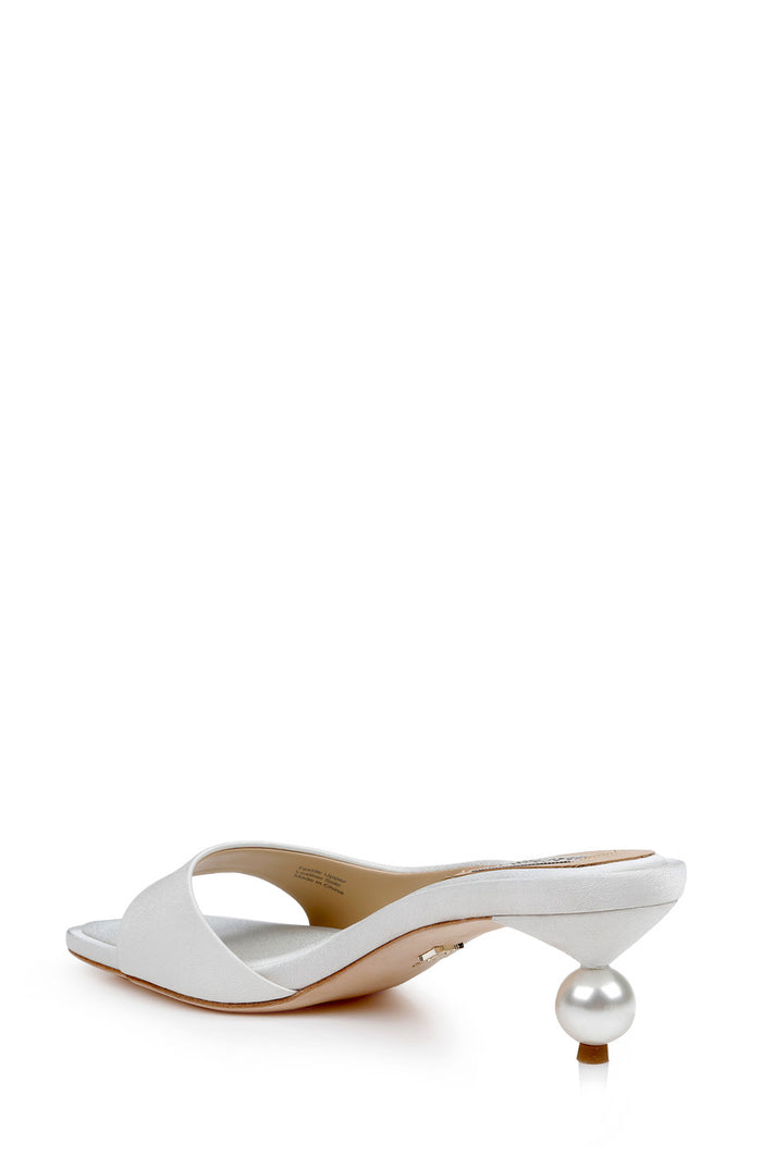 White | Baila Asymmetrical Slide with Ball Heel