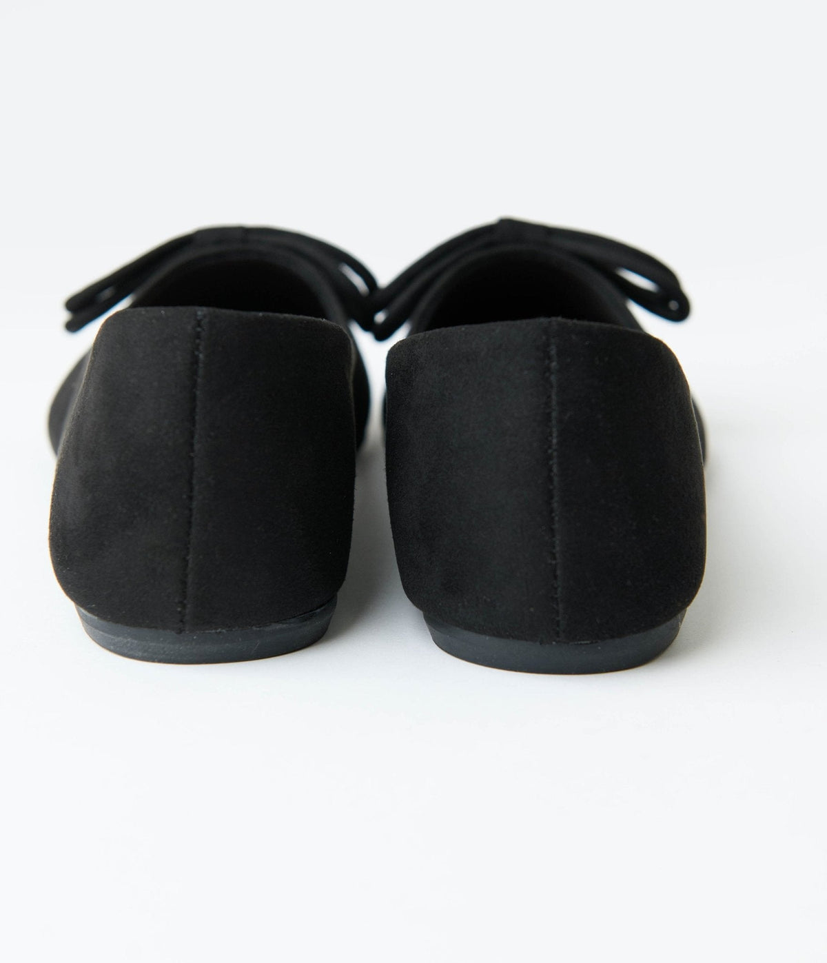 Black Suede Pointed Toe Bow Flats
