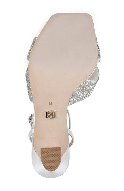 White | Brinlee Studded Satin Sandal