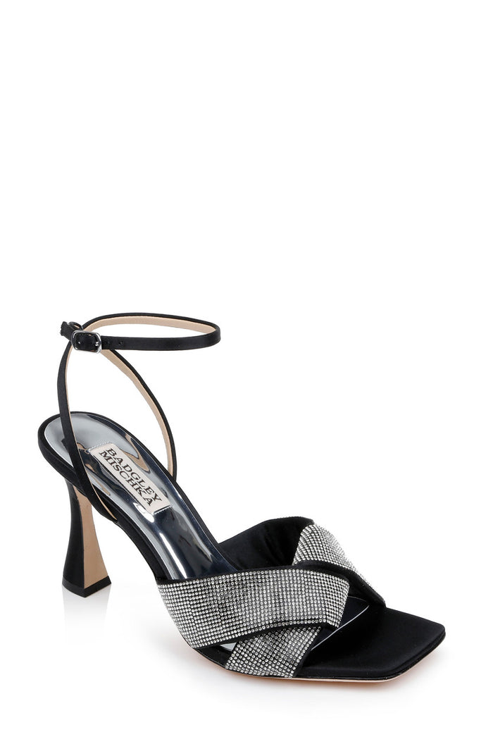 Black | Brinlee Studded Satin Sandal