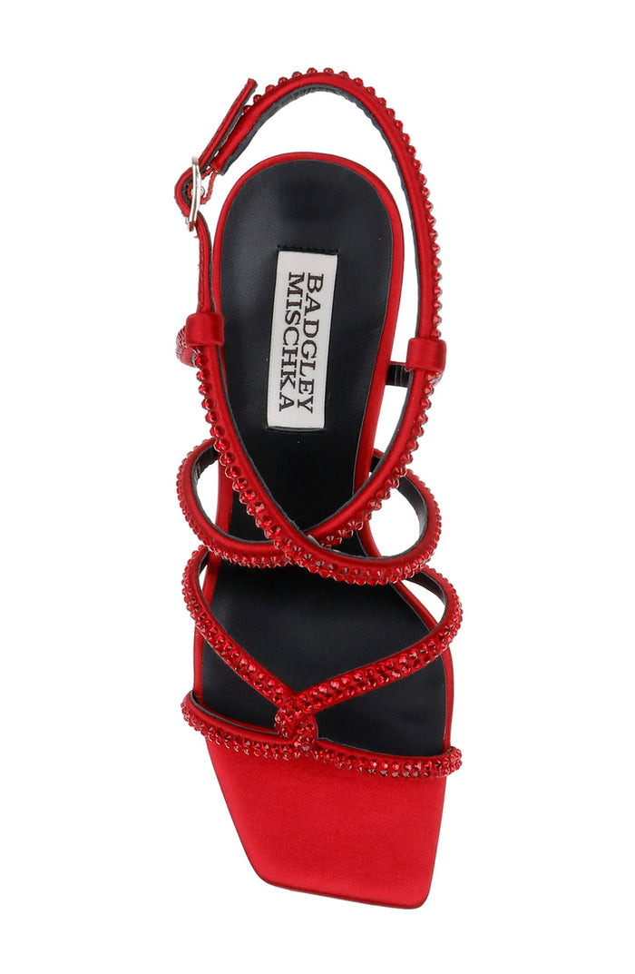 Red | Brooke Strappy Bejeweled Stiletto Sandal