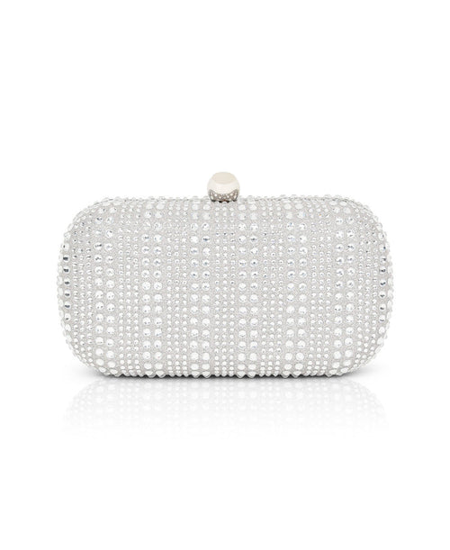 Silver | Christy Micro Glitter and Crystal Minaudiere