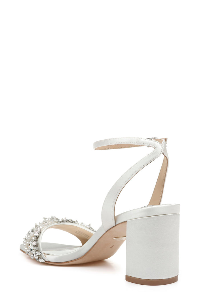 Soft White | Clara Embellished Strap Evening Shoe