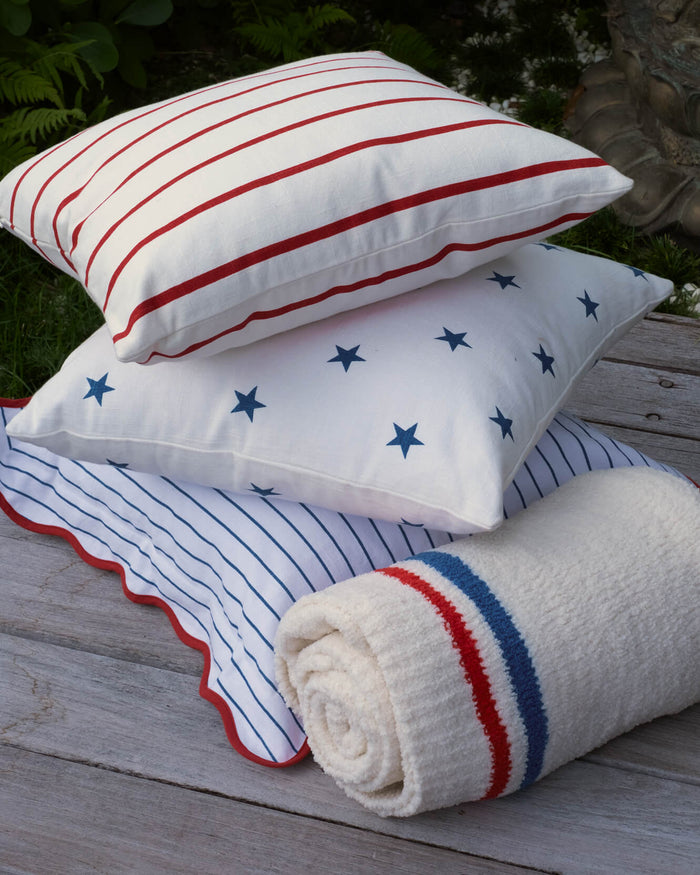 Coastal Americana Wavy Trim Throw Pillow, 20x20 Pillow
