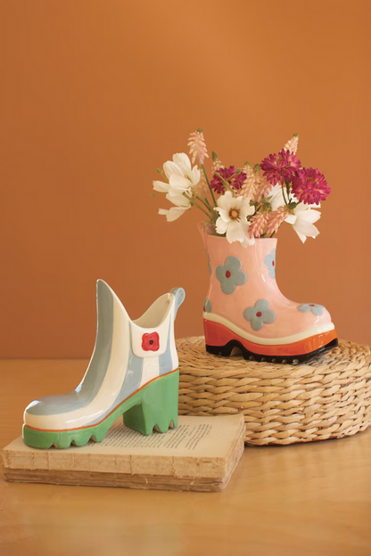 Colorful Ceramic Rubber Boot Vases Set/2